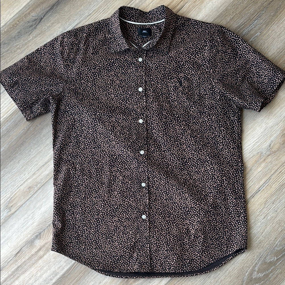 Obey Black and Brown Micro Dot Casual Button Down Shirt - Men’s size Large / L
